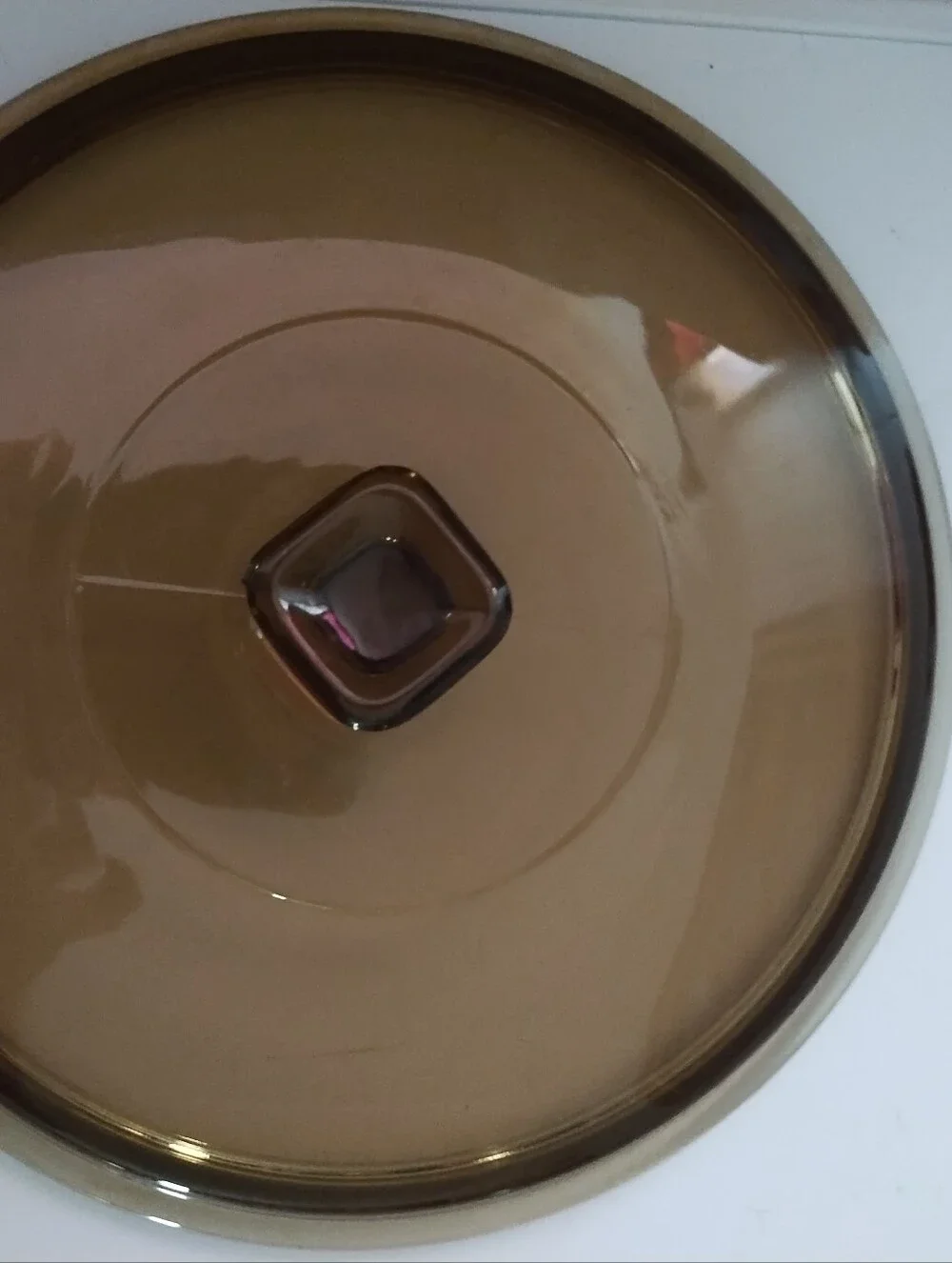 Pyrex Visions Amber Glass Lid with Square Knob